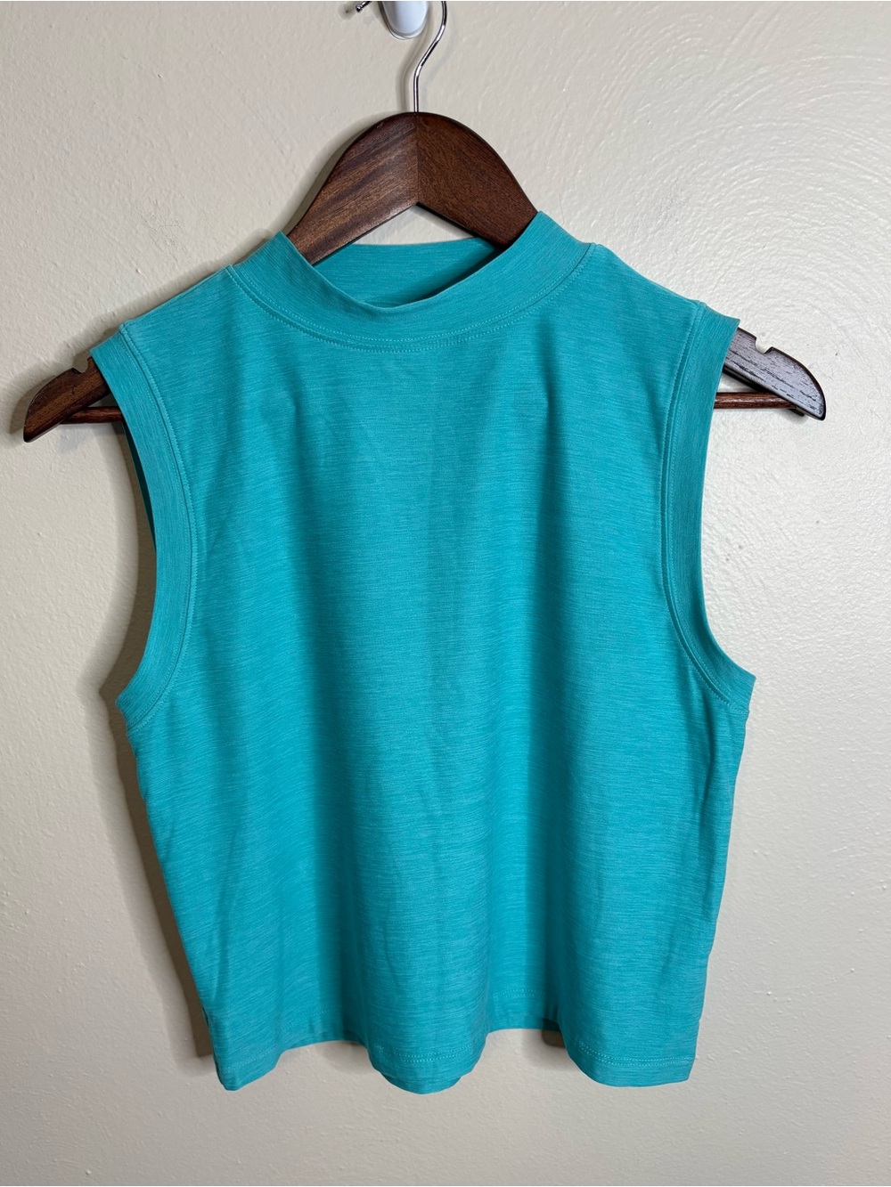 CALIA Teal Blue Green Mock Neck Sleeveless Top XS Athleisure Yoga Minimalist